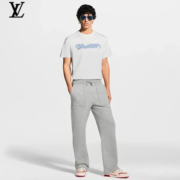 Louis Vuitton Light Blue Flocked Signature Short-Sleeve T-Shirt