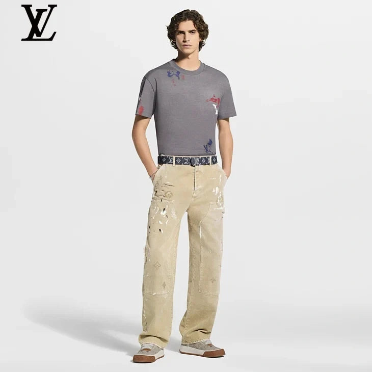 Louis Vuitton Grey Paint Splatter Print Short Sleeve T-Shirt