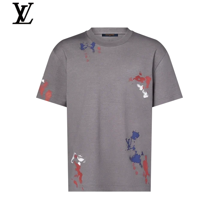 Louis Vuitton Grey Paint Splatter Print Short Sleeve T-Shirt