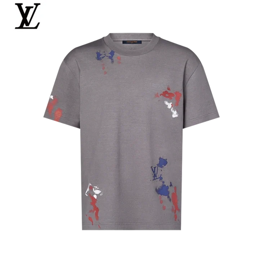 Louis Vuitton Grey Paint Splatter Print Short Sleeve T-Shirt